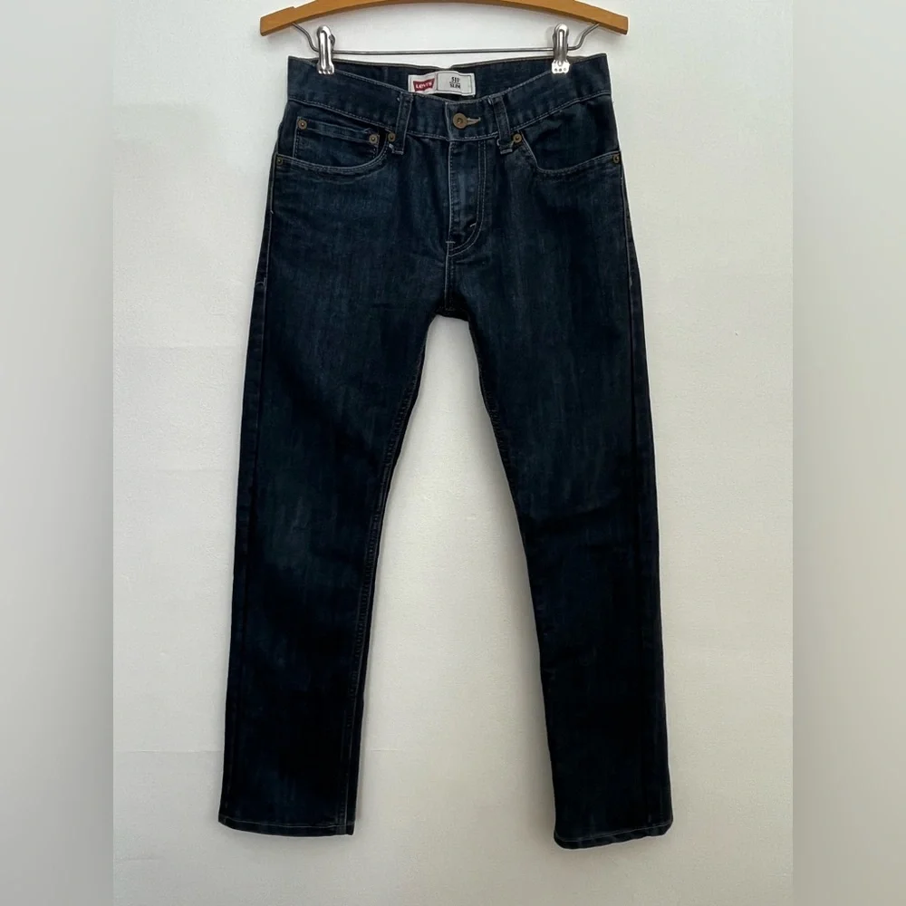 Levi’s 511 Slim Fit Jeans Youth Boys Size 16 28x28 Dark Wash Denim EUC Modern